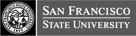 San Francisco State University logo in black and white 